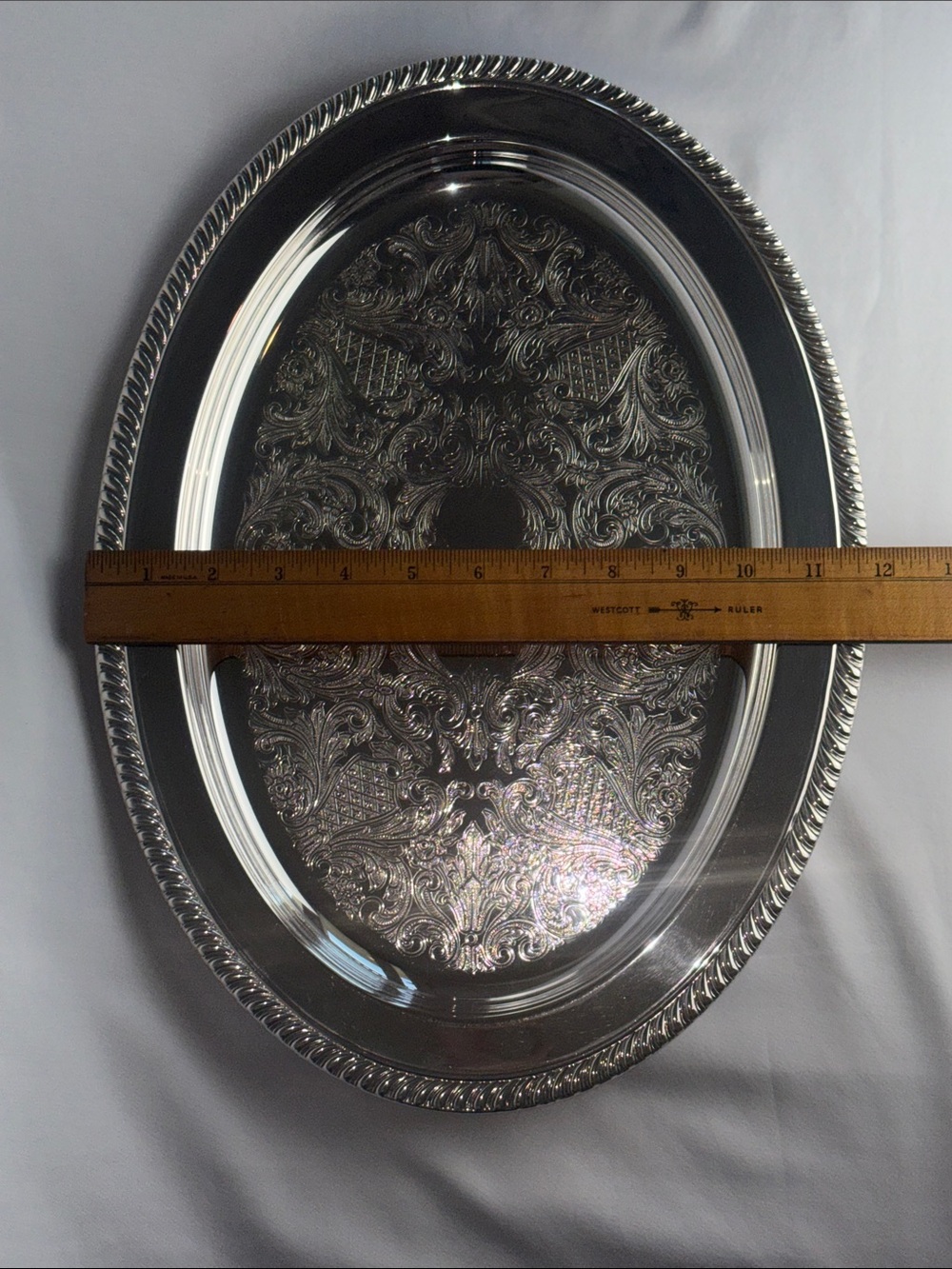 VNTG Silver Tray Serving Platter - F.B. Rogers 16” Silver Plated - Picture 7 of 13